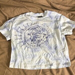 Girl’s Celestial tie dye White and blue Casual crop T-Shirt
